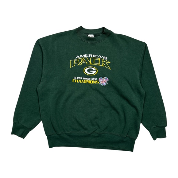 Vintage 90s Green Bay Packers 1996 Champions Fleece Sweatshirt Mens XL - Picture 1 of 8